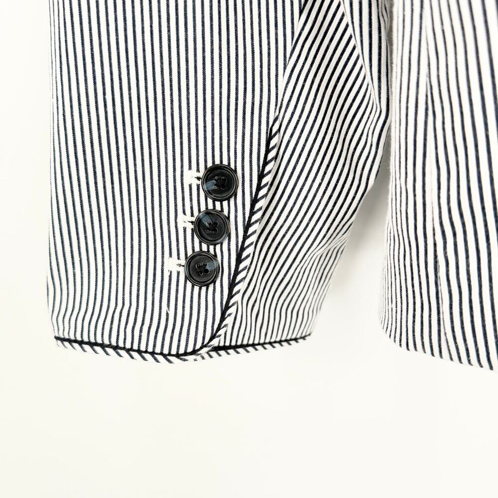 Talbots Navy White Stripe Blazer 16 Plus EUC Seersucker Nautical Coastal Career - Picture 12 of 13